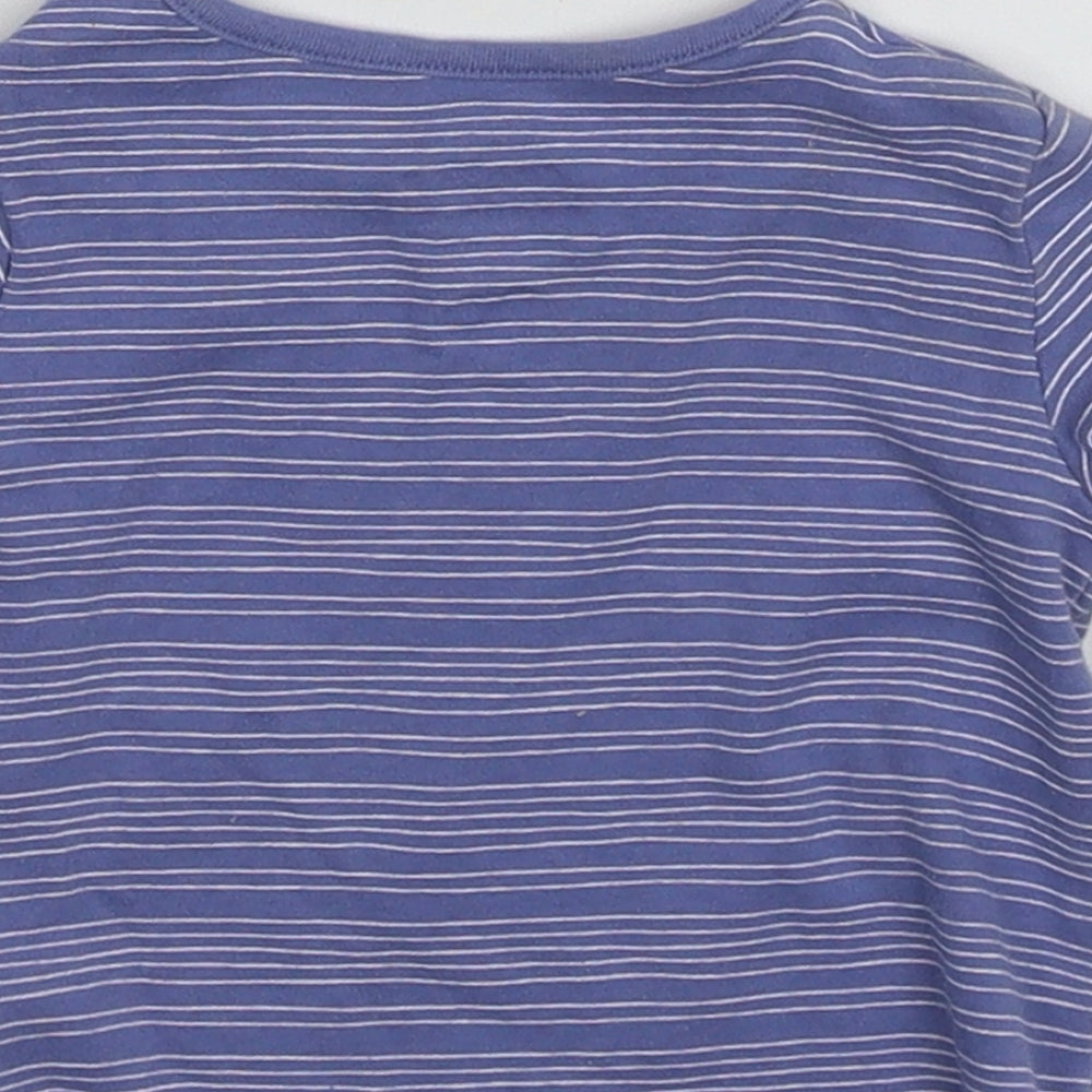 Brand and care label for F&F Baby Blue Striped Jersey Basic T-Shirt, size 9-12, Months