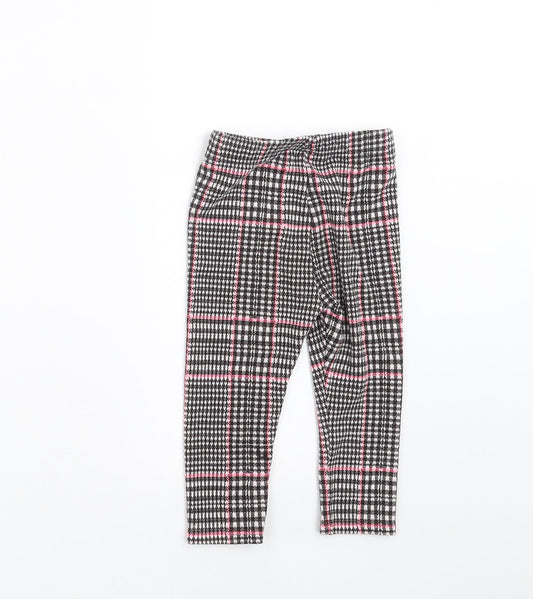 George Girls Black Check Trousers Size 12-18 Months - Leggings