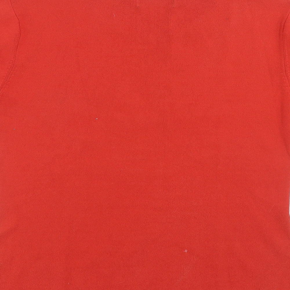 Just elegance Womens Orange Geometric Rayon Pullover Jumper Size L