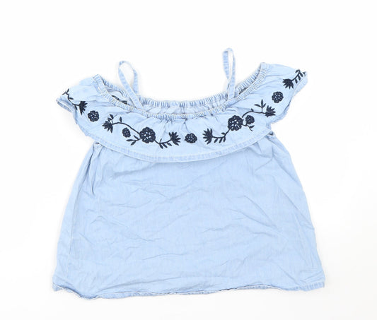 Miss evie Girls Blue Floral Basic Tank Size 10 Years