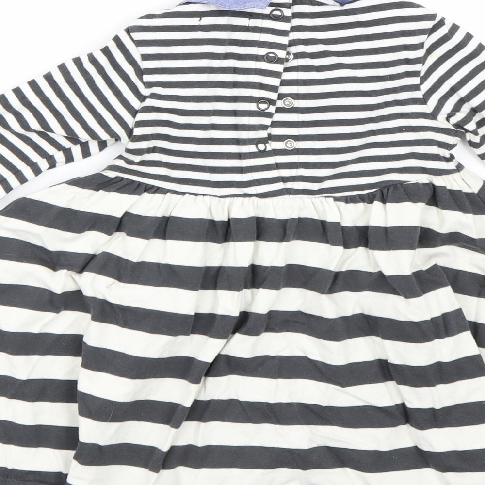 M&S Girls Black Striped T-Shirt Dress Size 2 Years