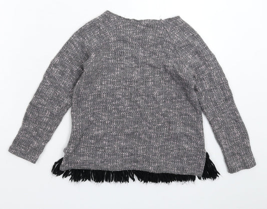 Jainco Girls Grey Knit Pullover Jumper Size 9-10 Years