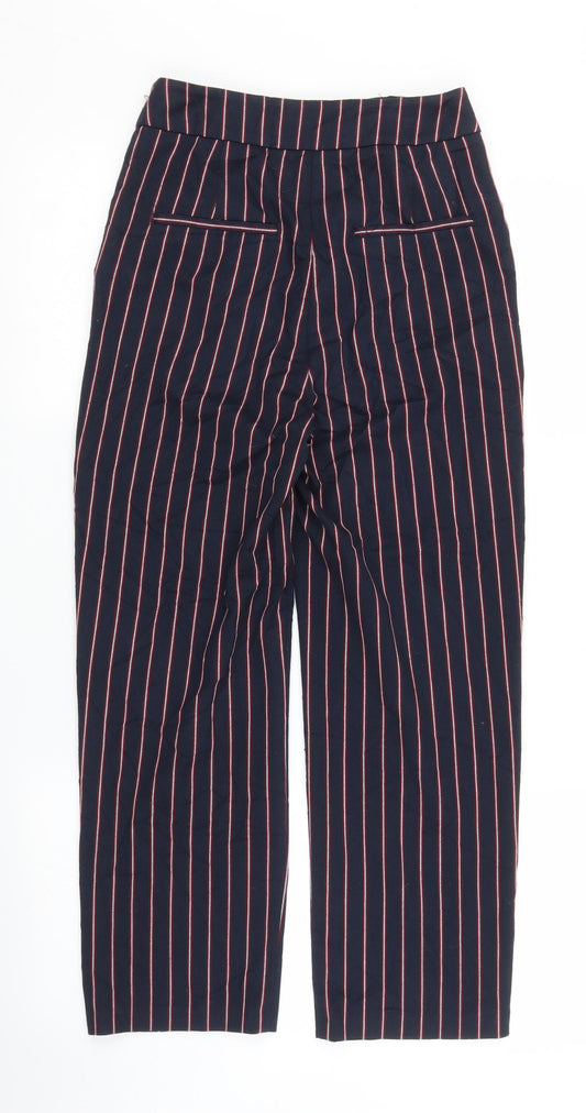 Zara Womens Blue Striped Capri Trousers Size XS L24 in