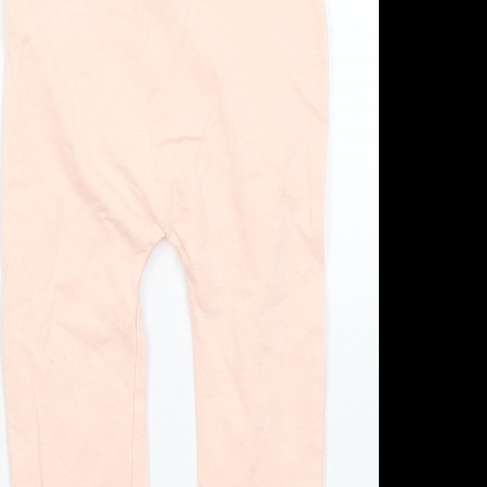 Brand and care label for Matalan Baby Pink Capri Trousers, size 6-9, Months - Cat face