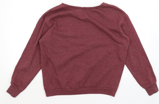 Womens UK Size S Divided Red Pullover Jumper