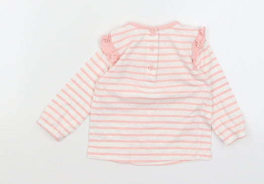 Matalan Baby Pink Striped Basic T-Shirt Size 6-9 Months