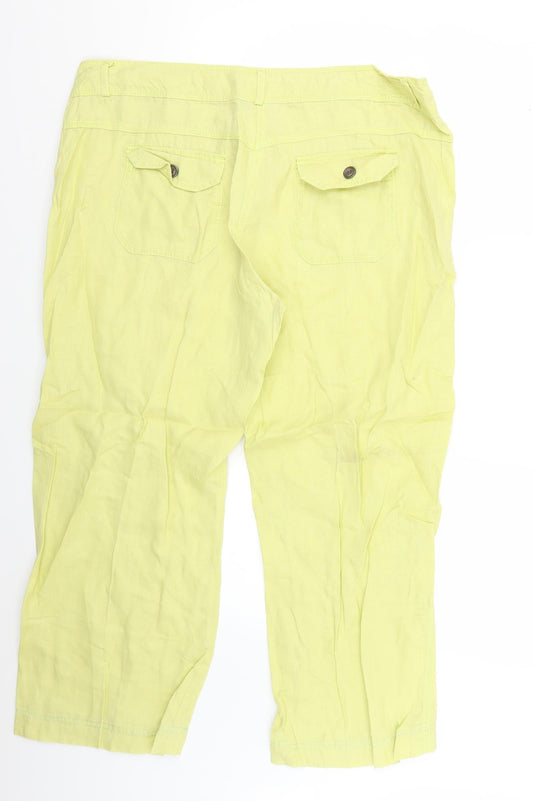 Denim & Co. Womens Yellow Trousers Size 16 L24 in