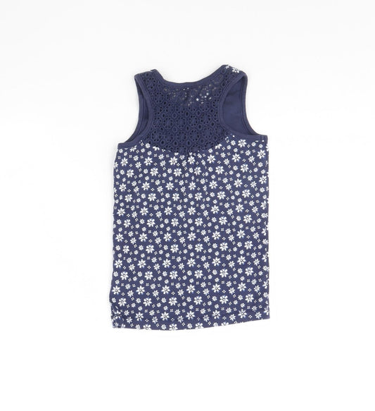 George Girls Blue Floral Basic Tank Size 6 Years