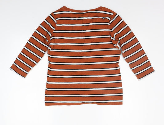 F&F Womens Orange Striped Pullover Jumper Size 16