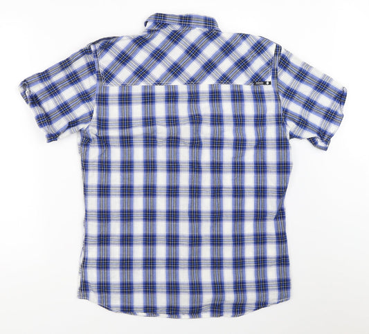 Mens UK Size M Crafted Blue Button-Up Short Sleeve Casual Shirt