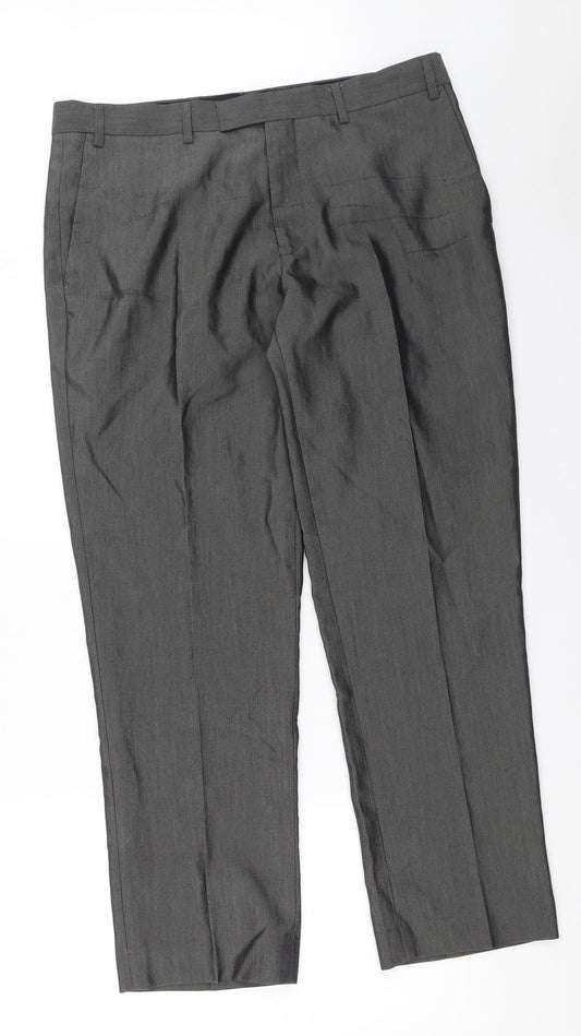 Mens UK Size 35 in Aspen & Court Regular Fit Grey Trousers