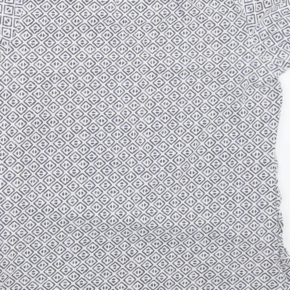 ESMARA Womens White Geometric Basic T-Shirt Size M