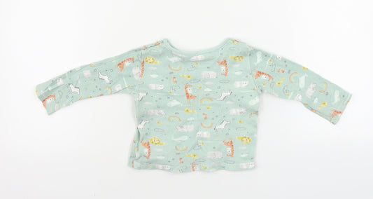 Primark Boys Green Animal Print Basic T-Shirt Size 9-12 Months