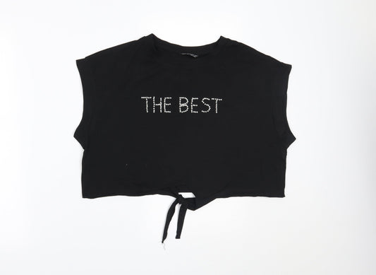 SHEIN # Womens Black Cropped T-Shirt Size L