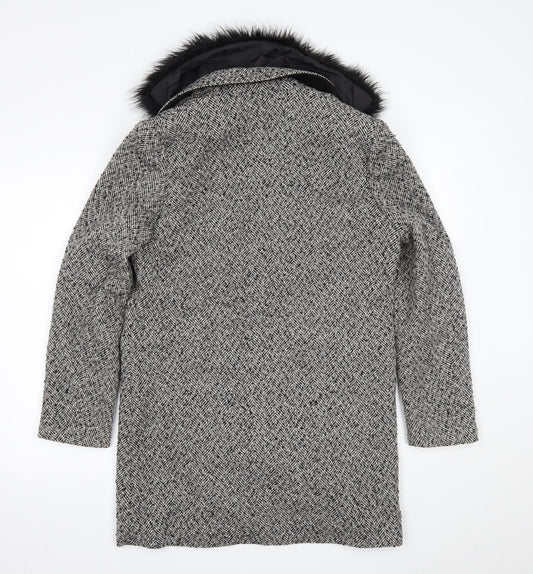 Primark Womens Grey Check Overcoat Coat Size 12