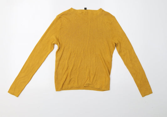 H&M Womens Yellow Knit Pullover Sweatshirt Size L