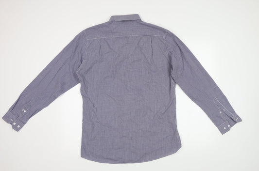 Primark Mens Blue Check Button-Up Size 15.5