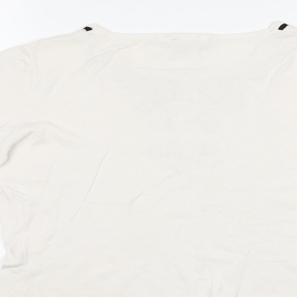 CC Womens White Pullover Jumper Size M - Embelished Neckline