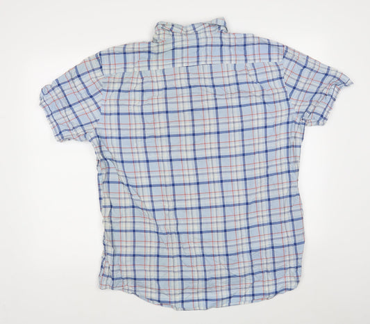 Mens UK Size XL IZOD Blue Button-Up Short Sleeve Casual Shirt