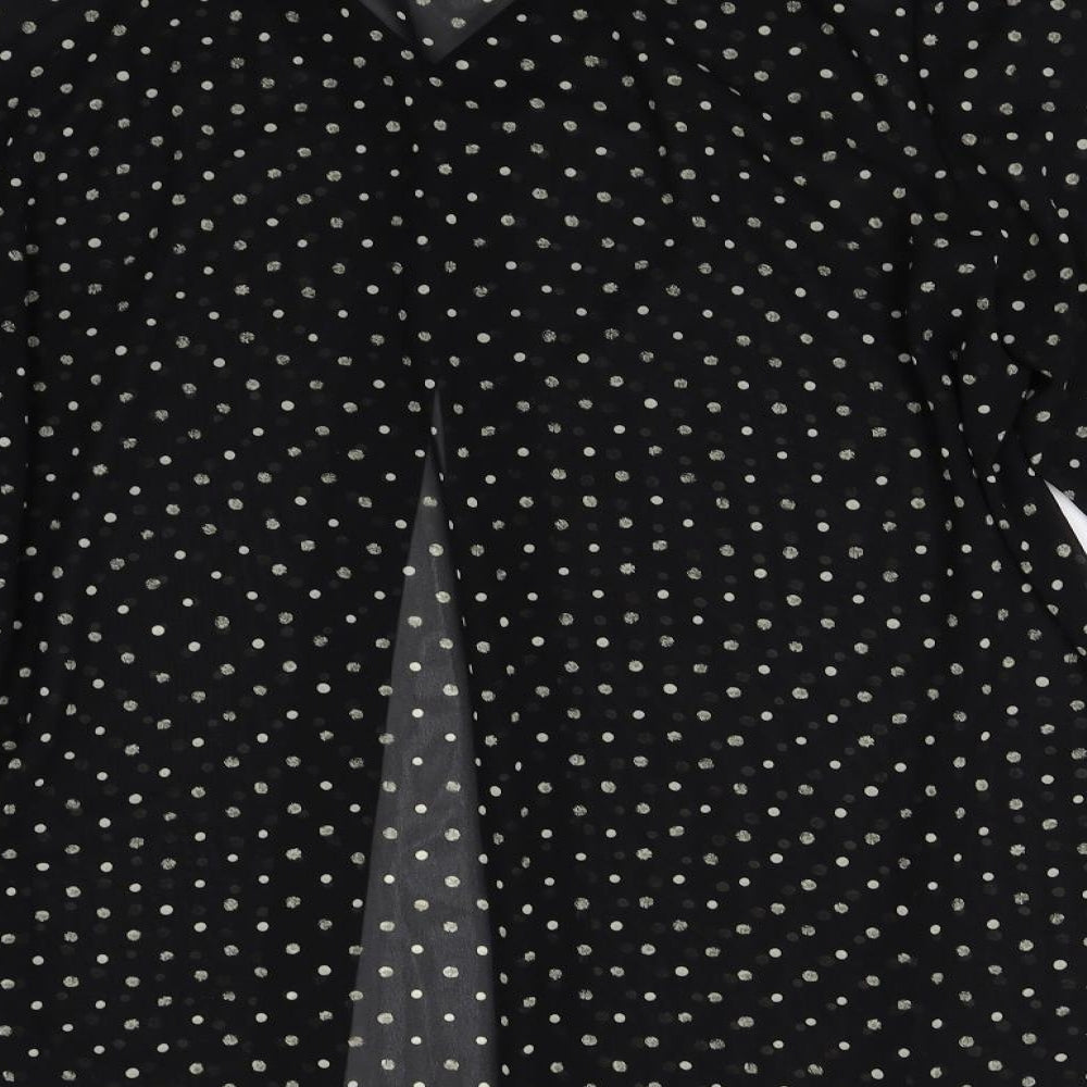 Richard Roberts Womens Black Polka Dot Basic Button-Up Size L
