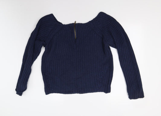 Golddigga Womens Blue Knit Pullover Jumper Size 10