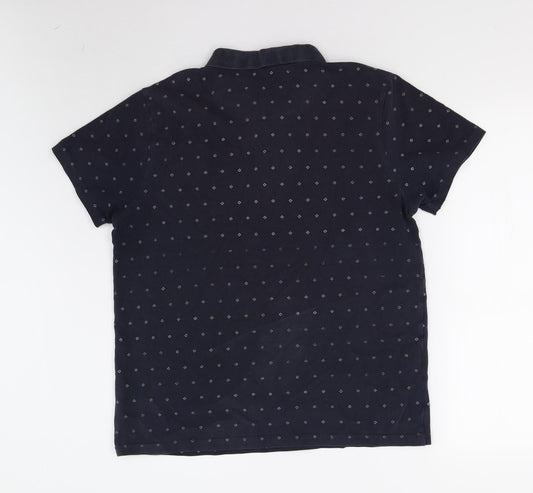 Easy Mens Blue Geometric Polo Size L