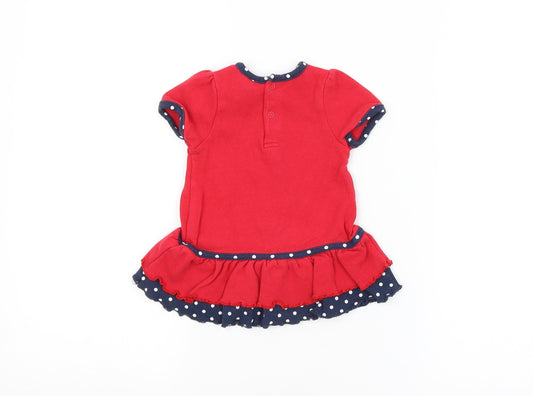 Preworn Girls Red Spotted Basic Blouse Size 3-6 Months