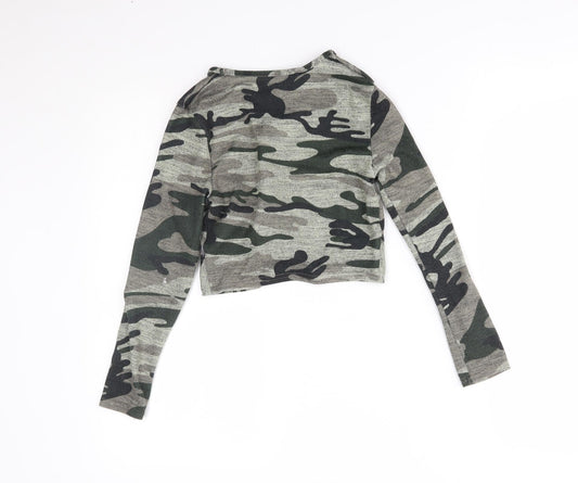 New Look Girls Green Camouflage Basic T-Shirt Size 9 Years