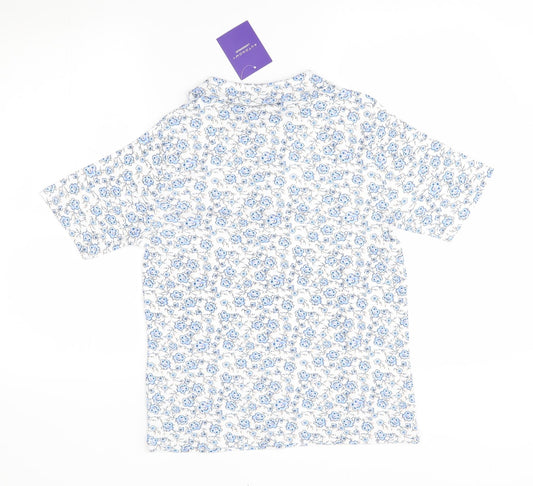 Autonomy Womens Blue Floral Basic Polo Size S