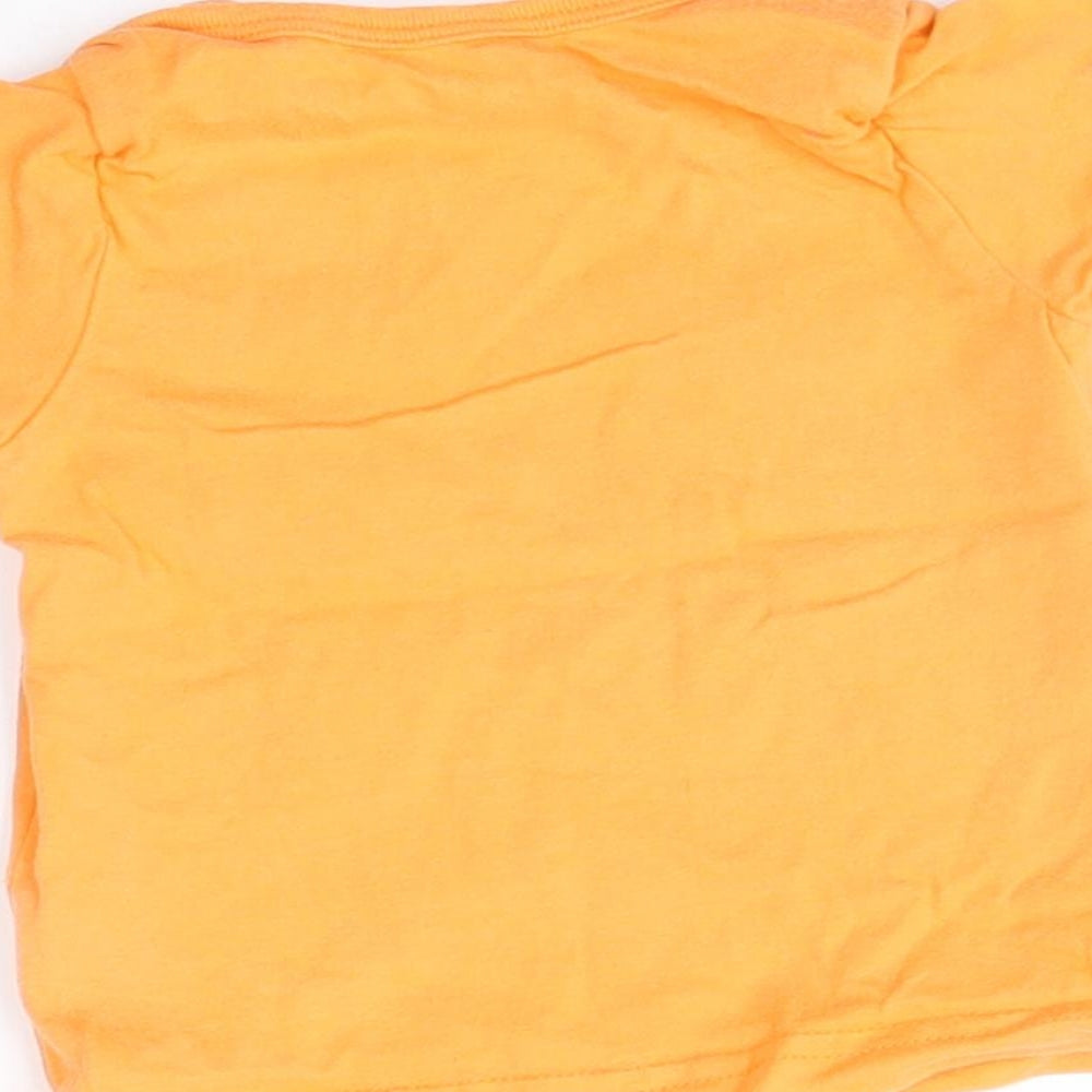 Brand and care label for Nutmeg Baby Orange Basic T-Shirt, size 0-3, Months - catch me if you can