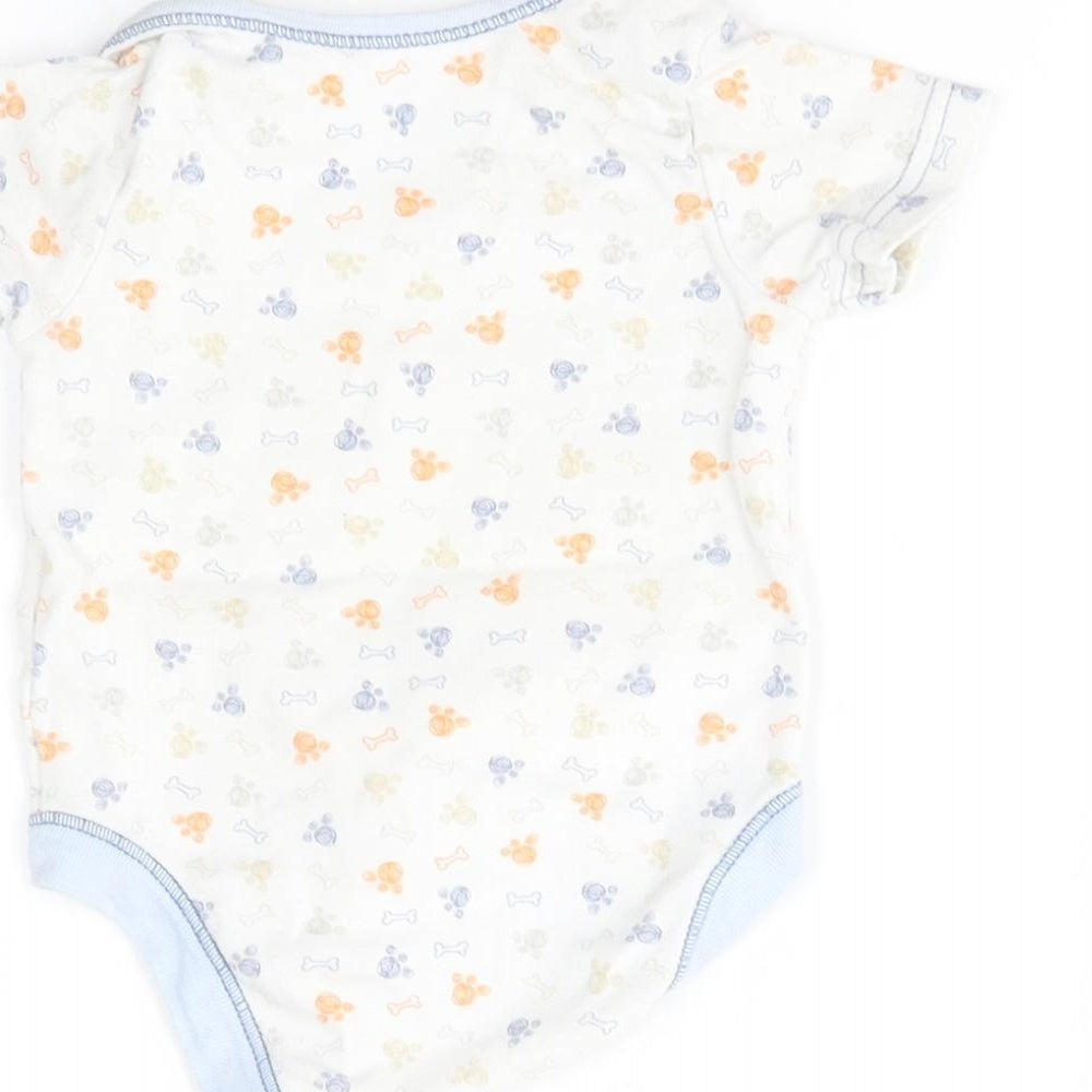 Brand and care label for Baby Baby White Babygrow One-Piece, size 0-3, Months