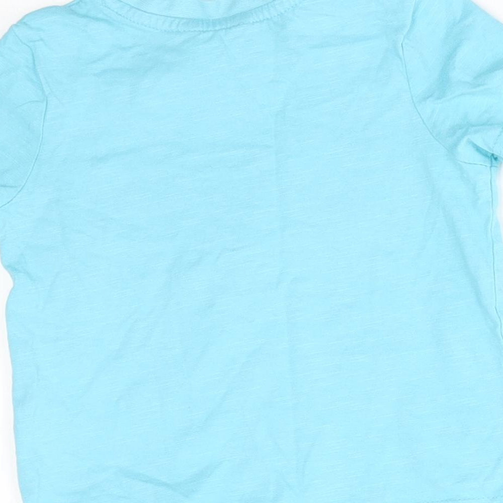 Brand and care label for George Baby Blue Basic T-Shirt, size 18-24, Months - surfs up dude