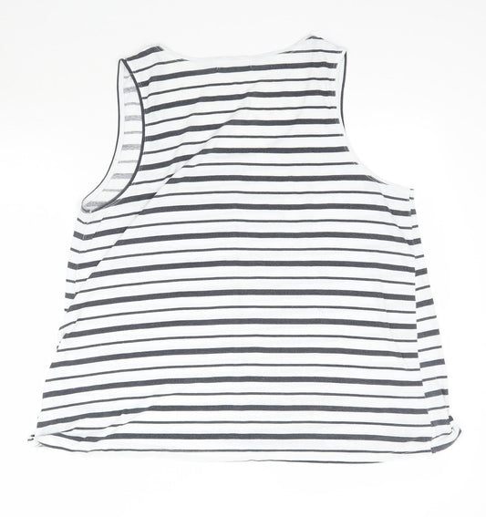 Avenue Womens White Striped Basic Tank Size 16