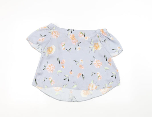New Look Womens Blue Floral Basic Blouse Size 8