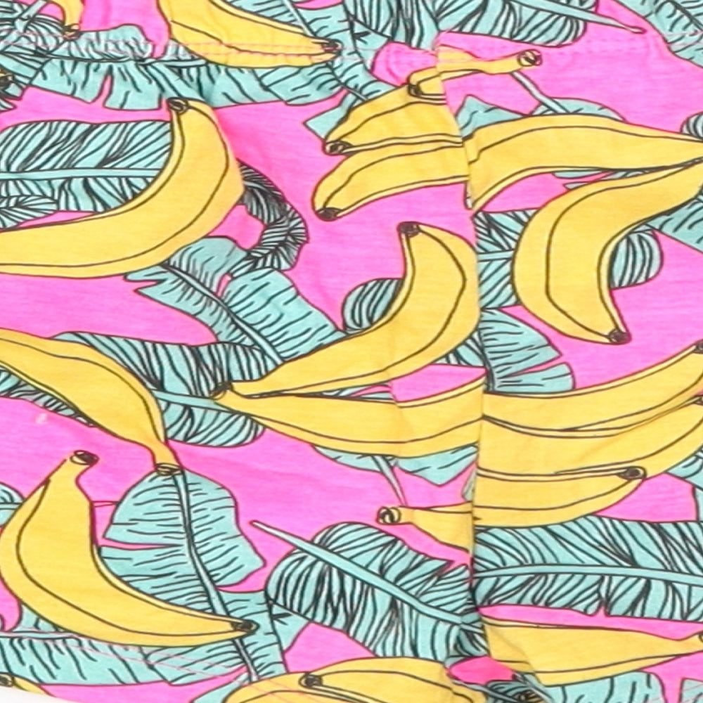 Primark Womens Pink Hot Pants Shorts Size 10 - Banana Print Pyjamas