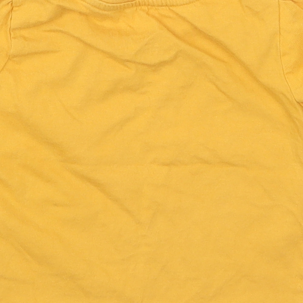 Brand and care label for Primark girls’ yellow basic t-shirt, size 12-18, months - mummy and me zebra