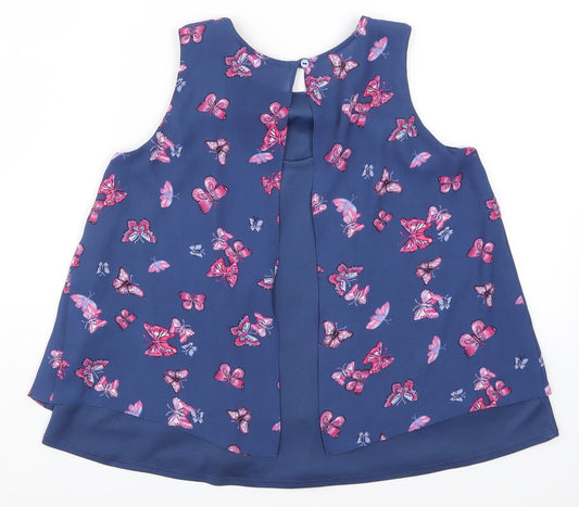 Young Dimension Girls Blue Basic Tank Size 11-12 Years - Butterflies