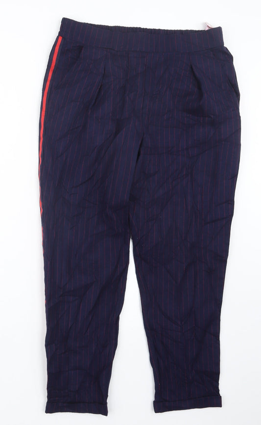Womens UK Size L Stradivarius Regular Fit Blue Trousers