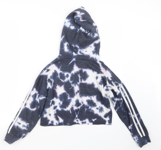 New Look Girls Blue Geometric Pullover Hoodie Size 9 Years