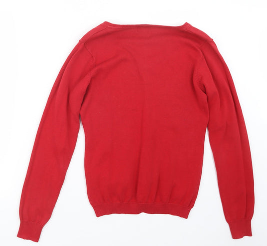 James & Nicholson Womens Red Knit Pullover Jumper Size M
