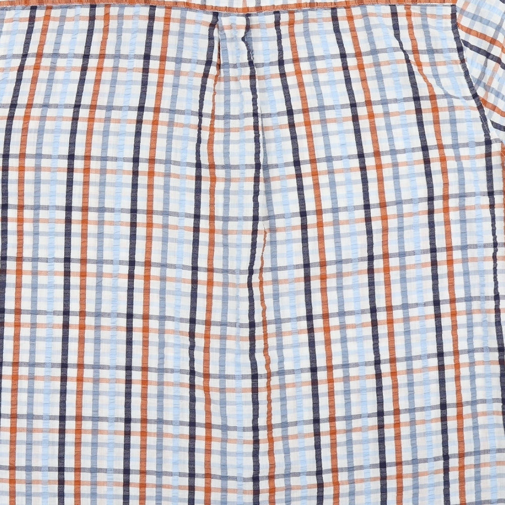 Mens UK Size XL Oak Valley Blue Button-Up Short Sleeve Casual Shirt