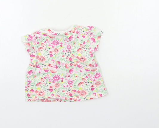 Nutmeg Baby White Floral Basic T-Shirt Size 6-9 Months