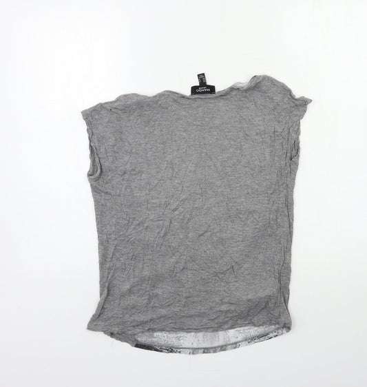 Womens UK Size S Mango Grey Basic T-Shirt