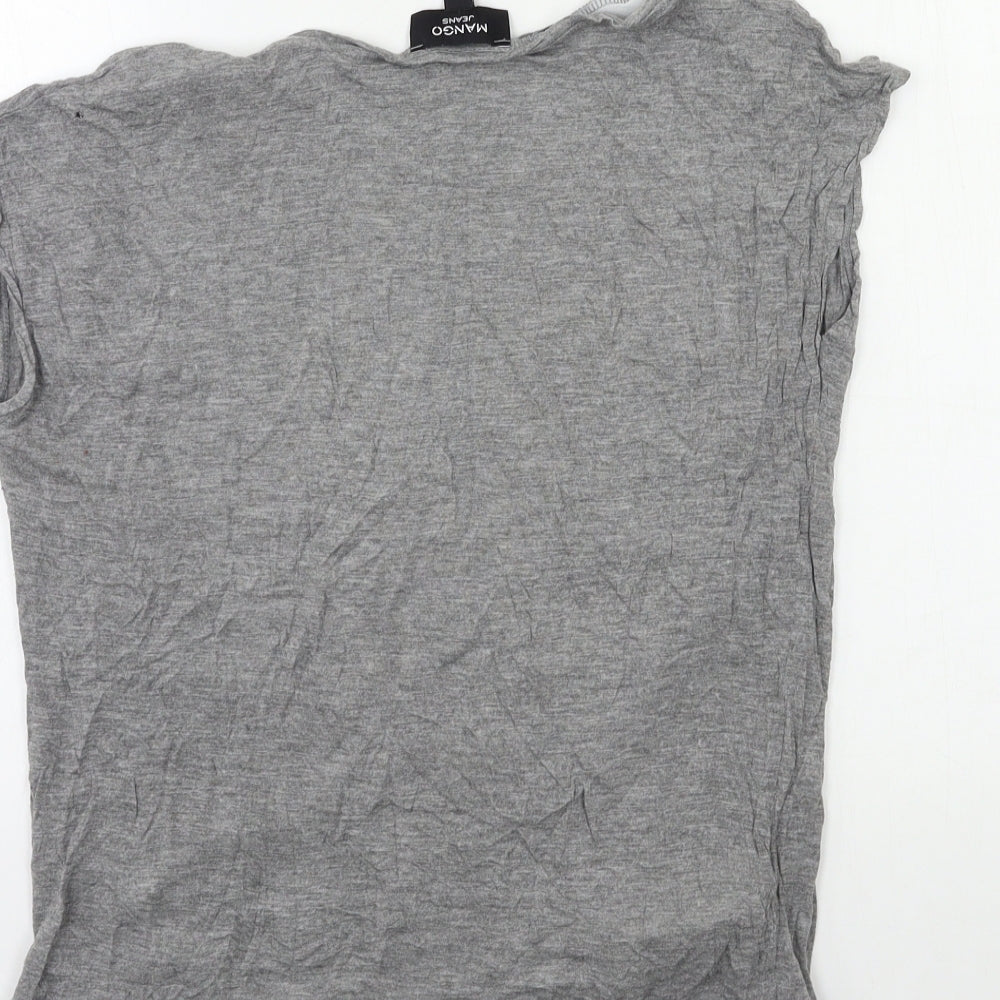 Womens UK Size S Mango Grey Basic T-Shirt