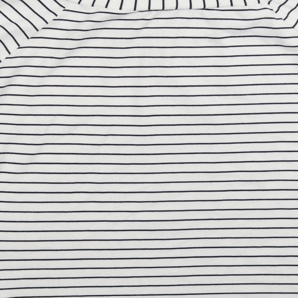F&F Womens White Striped Pullover Jumper Size 14