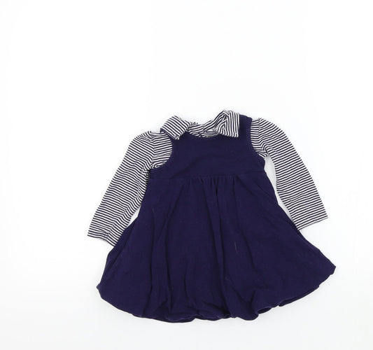 Earlydays Girls Blue Colourblock Fit & Flare Size 9-12 Months
