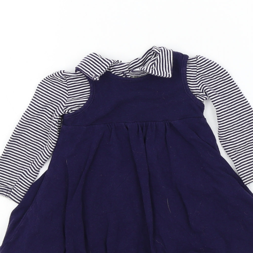 Earlydays Girls Blue Colourblock Fit & Flare Size 9-12 Months