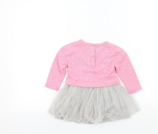 mini v Girls Pink Colourblock Fit & Flare Size 9-12 Months