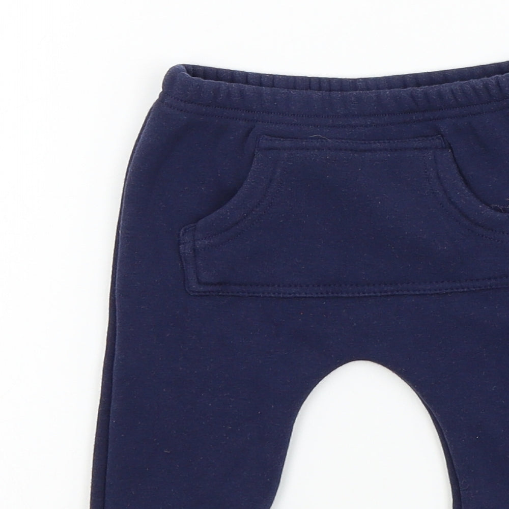 Brand and care label for Tu Baby Blue Colourblock Jogger Trousers, size 0-3, Months
