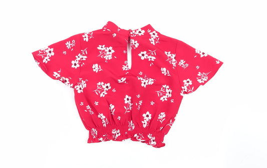 New Look Girls Red Floral Basic Blouse Size 12 Years